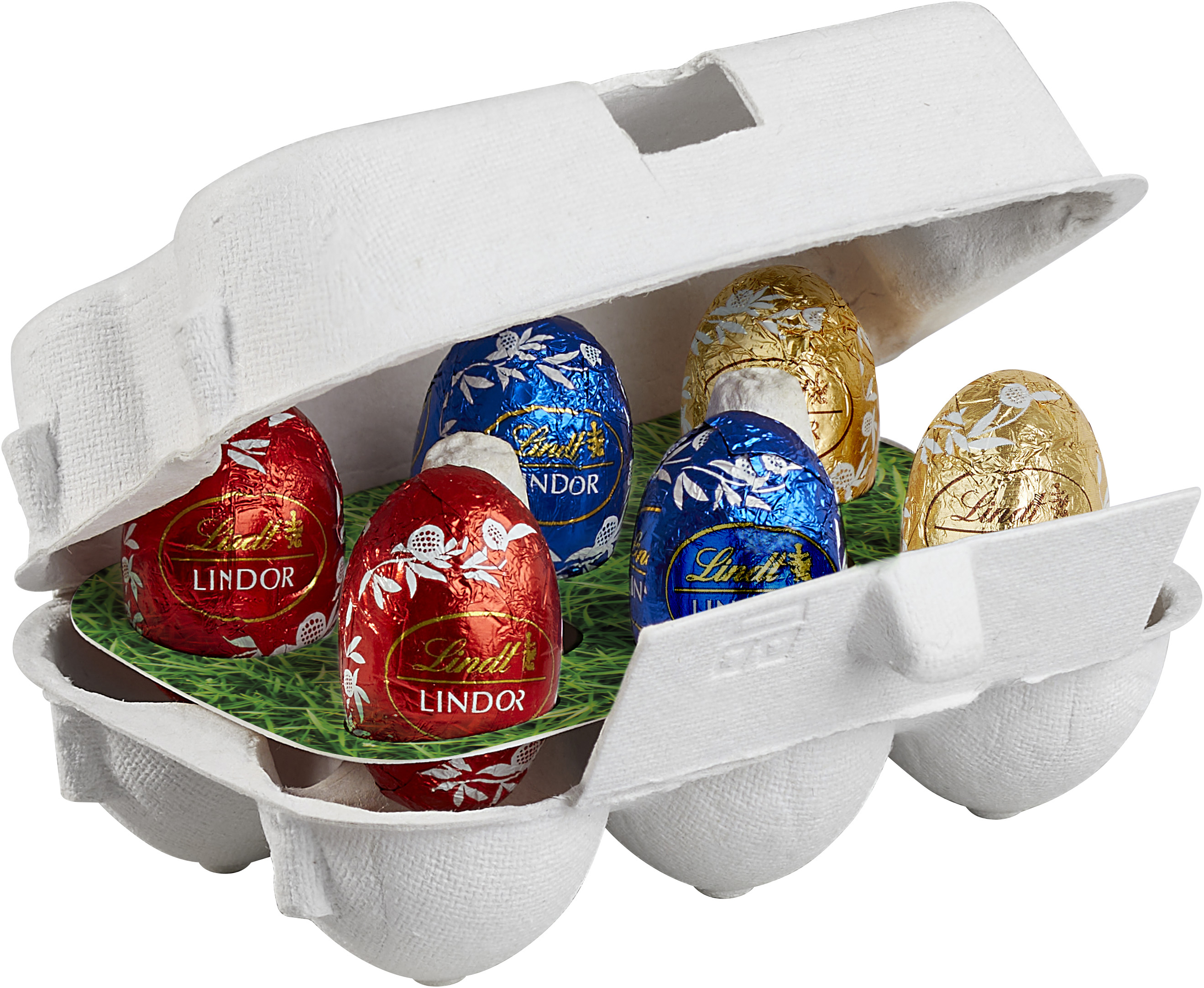 Mix of Lindt Lindor Mini Eggs (milk chocolate, white chocolate, fine dark chocolate with tender-melting fillings (40%))