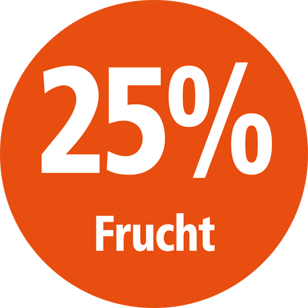 25 % Fruchtgehalt aus Fruchtsaftkonzentrat
