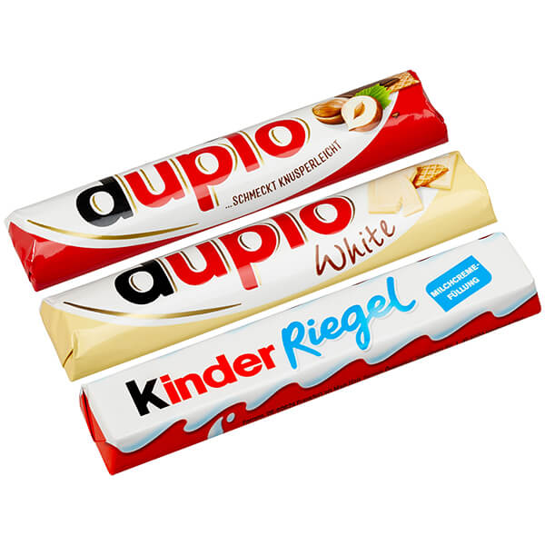 1 x Duplo classique, 1 x Duplo blanc, 1 x Kinder chocolat